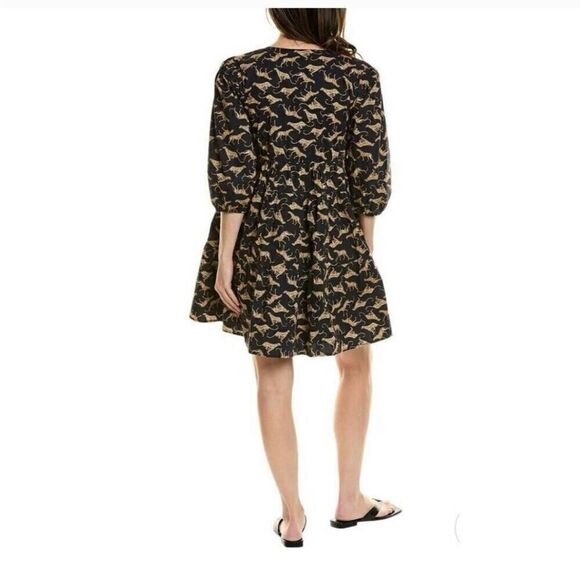 Leota Dress Womens XXL Plus Mini Poplin Cheetah Boho Animal Nature - Picture 2 of 6